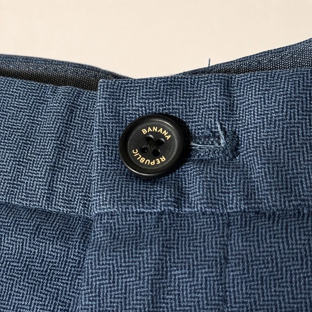 Banana Republic Aiden Chino Pants Blue Herringbone Stretch Straight Men's 34x34